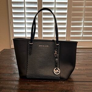 Michael Kors black with silver studs shoulder bag